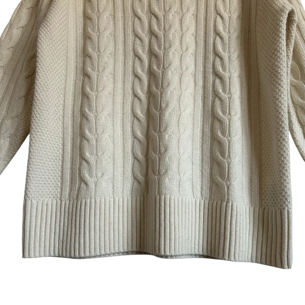 Banana Republic Italian Cashmere Blend Cable Knit Sweater Oversized Medium - Picture 7 of 13